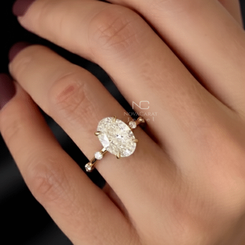 3ct Oval Cut Moissanite Hidden Halo Engagement Ring