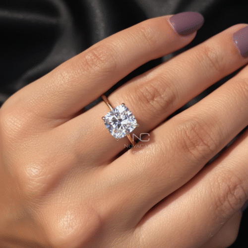 Cushion Cut Moissanite Solitaire Engagement Ring