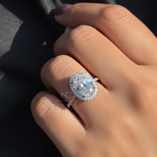 3.50 Carat Halo Oval Cut Engagement Ring