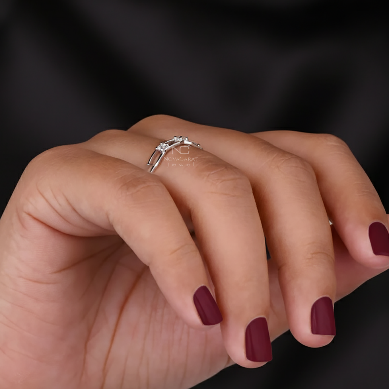 Link Chain Ring Full Eternity Wedding Band for Bride Distance Chain Ring - Image 6