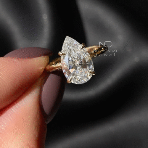 Pear Shaped Moissanite Solitaire Ring