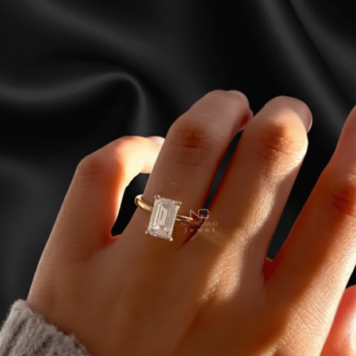 2ct Emerald Cut Moissanite Solitaire Diamond Engagement Ring
