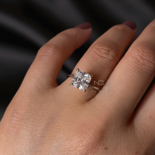 2ct Asscher Cut Moissanite Prong Solitaire Engagement Ring